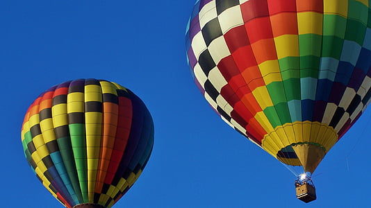 hete lucht ballonnen, blauwe hemel, avontuur, mand, reizen, float, vervoer