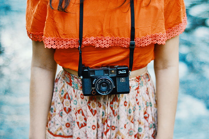kamery, mody, Dziewczyna, fotografii, Kobieta, kamery - sprzęt fotograficzny, fotograf