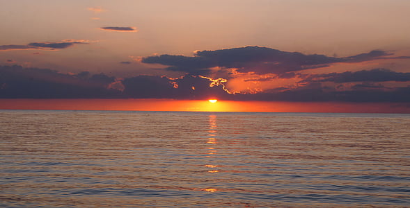 Krim, zee van azov, vakantie, strand, zonsondergang, zomer, water