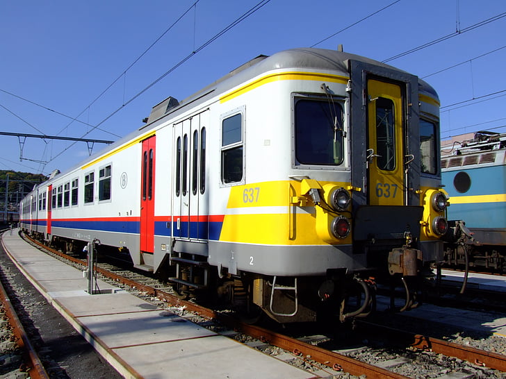 b 637, Belgija, traukinys, lokomotyvas, transportas, geležinkelis, geležinkelio