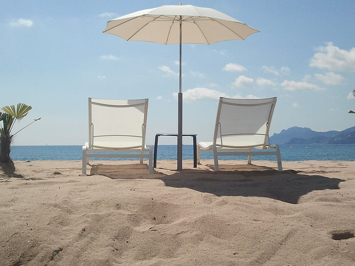 vacances, plage, été, se détendre, France, Cannes, sable