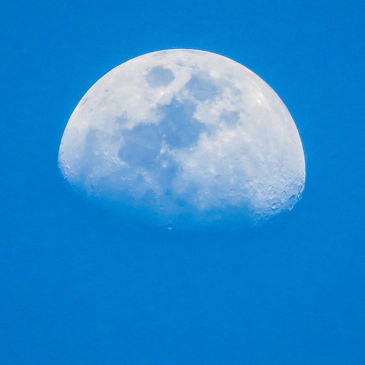 close-up, Half moon, Luna, Månen, Sky