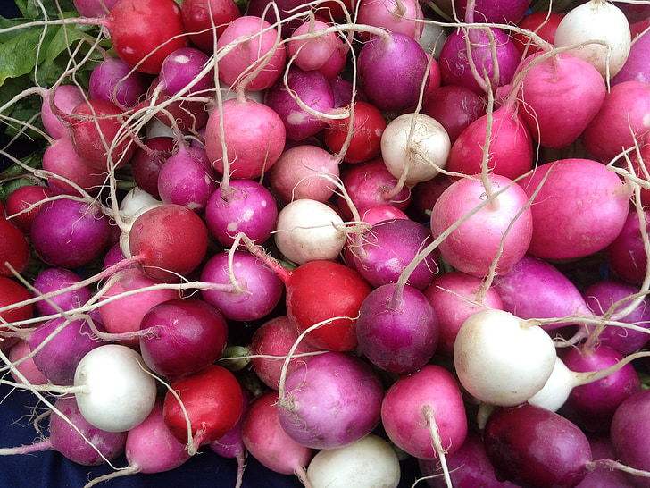 radishes, pink, red, bunch, market, organic, vegetable