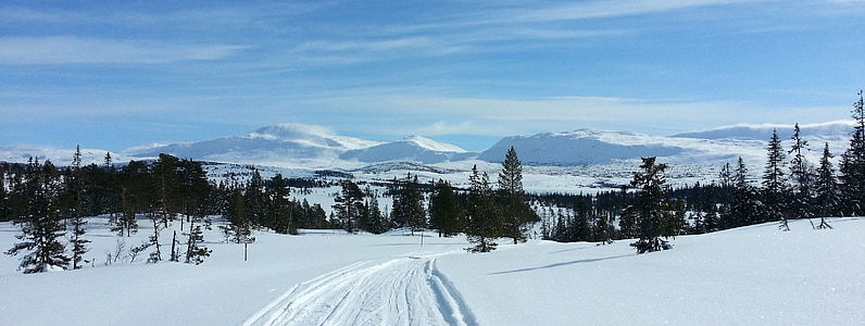 Norveška, planine, nebo, Zima, planinski put, planine, pregleda