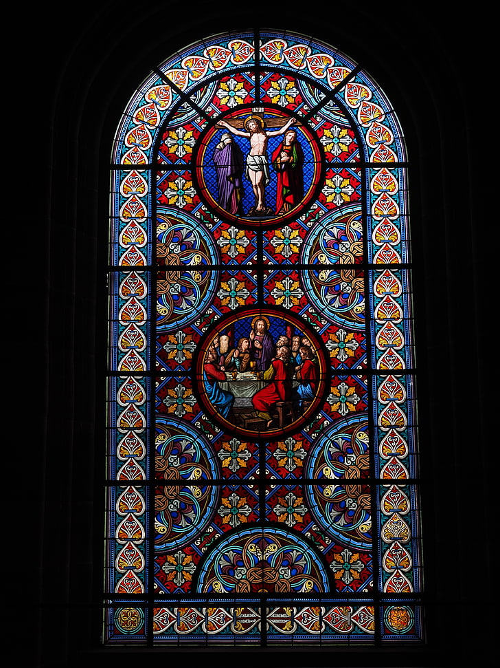 barevné sklo, okno, Kristus, Basel cathedral, Münster, Basilej, kostel