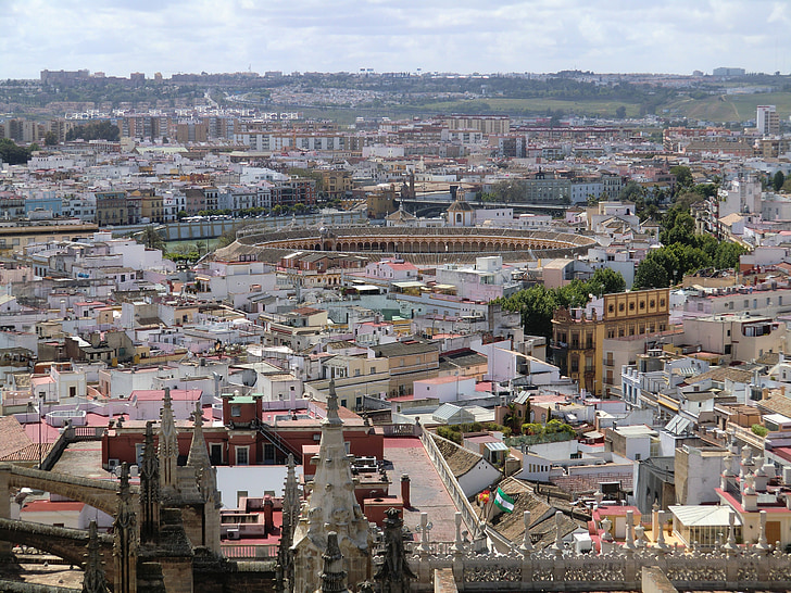 Sevilla, เมือง, เก่า, ดู, สถาปัตยกรรม, ยุโรป, อาคาร