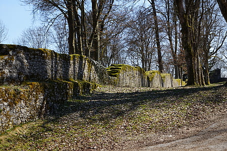 ruina, pared, Parque, Castillo, afilar con piedra montaña, Tuttlingen, Alemania