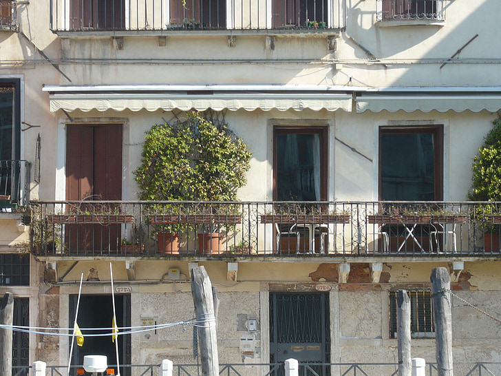 Benátky, Taliansko, balkón, Architektúra, Ulica, dom, okno