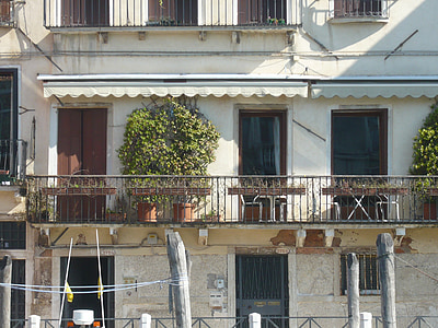 Venecija, Italija, balkon, arhitektura, ulica, kuća, prozor
