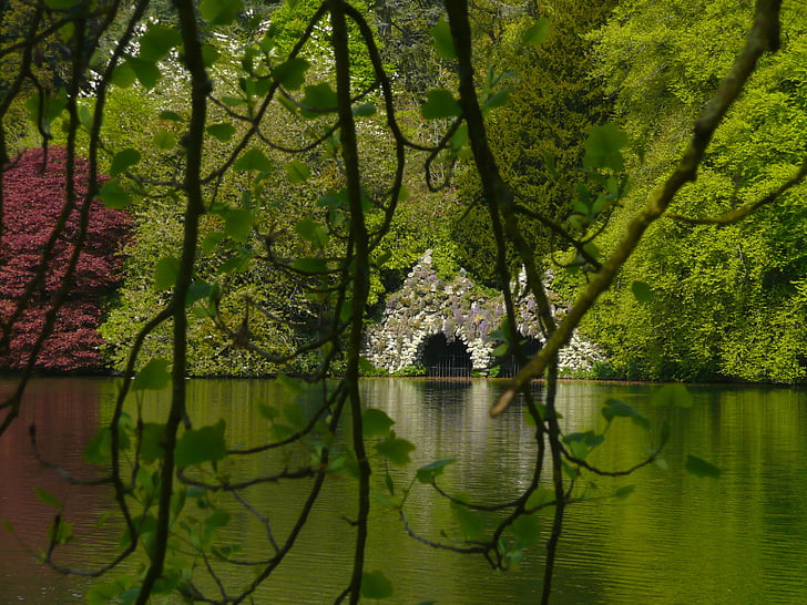 stourhead park, lake wiltshire, garden, england