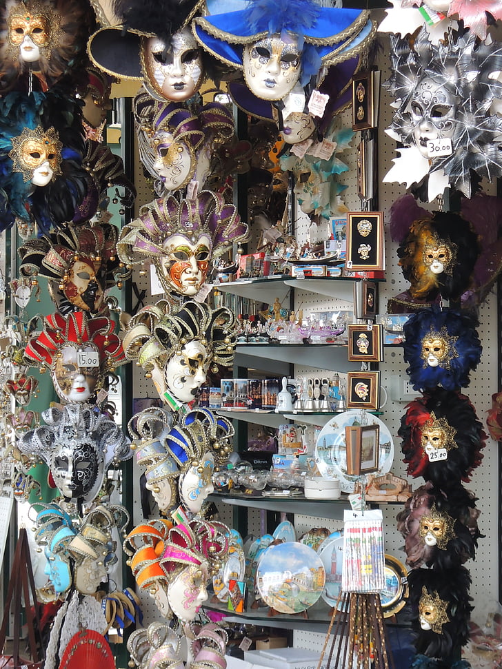 Venedig, Italien, masker, butiker, souvenirer, Shop