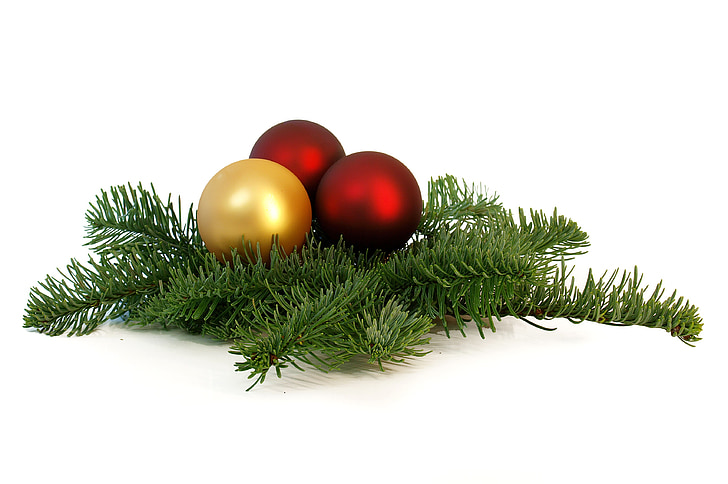 boom decoraties, kerstballen, ballen, Kerst, kerstversiering, Spar groen, rood