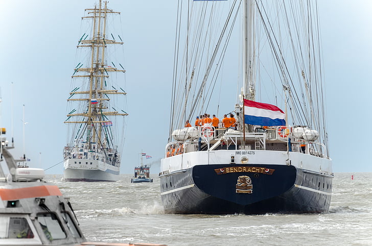loď, Harlingen, de eendracht, Mir, plachtění, wattové moře, Holandská školní loď