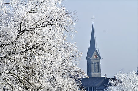 pozimi, zvonik, sneg, zasneženih, arhitektura, sneg čarobno