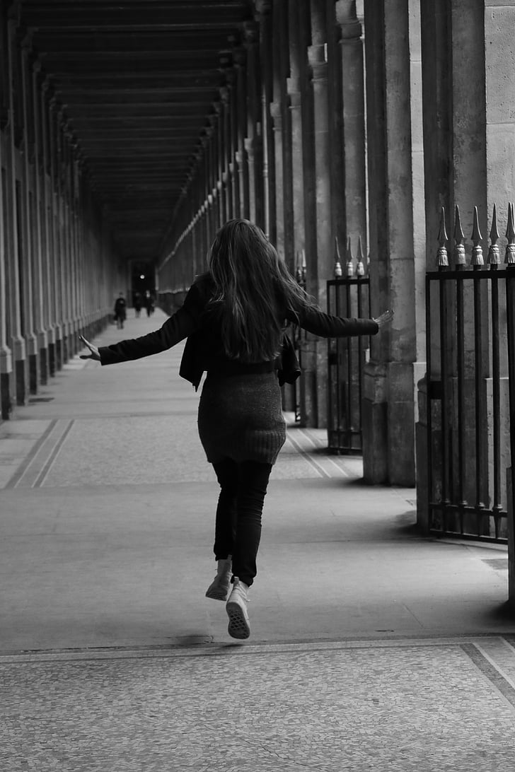 femme, modèle, jeune femme, joie, femelle, Paris, Palais Royal