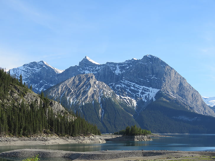 Rocky mountains, horní kananaskis lake, Alberta, hory, Kanada, jezero, Kananaskis
