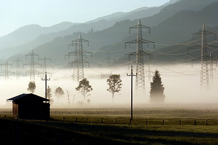 energi, sambungan telepon rumah, tiang listrik, saat ini, catu daya, morgenstimmung, Tanah kabut