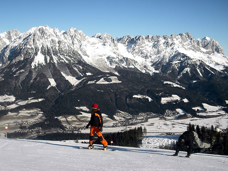 планини, сноуборд, Австрия, спорт