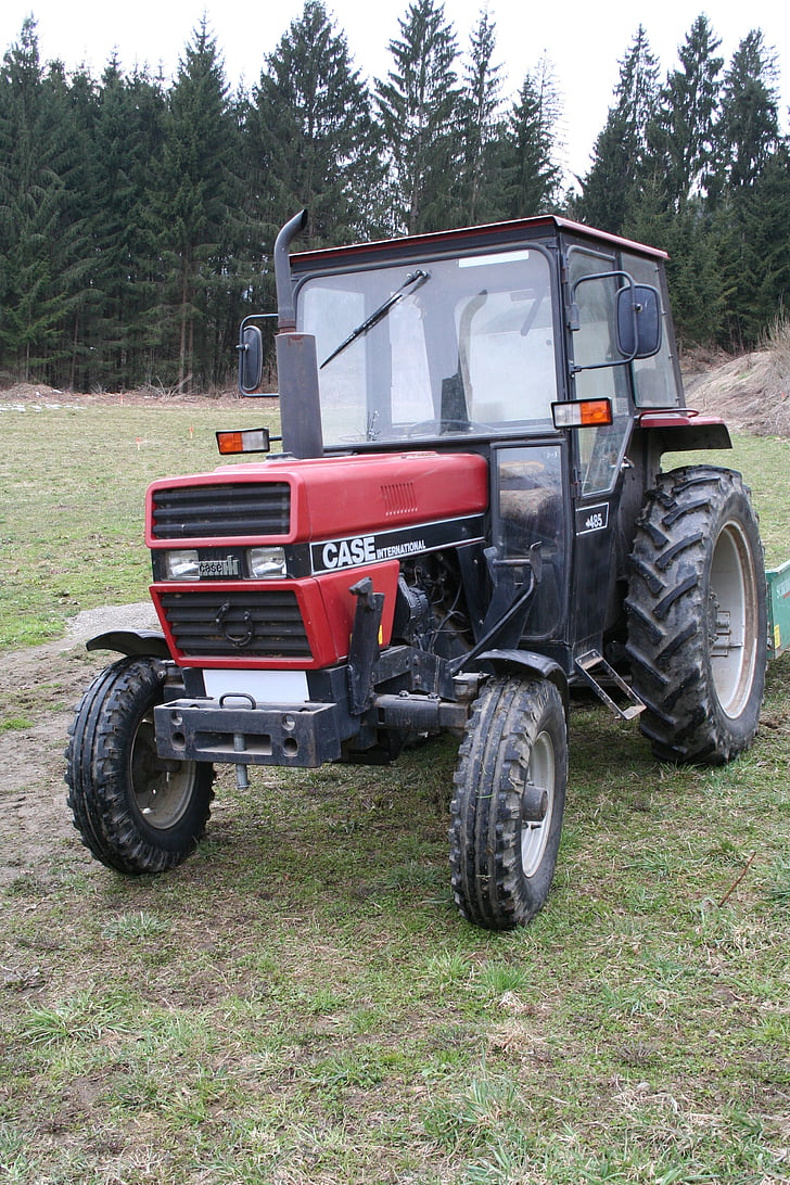 tractor, old, red, agriculture