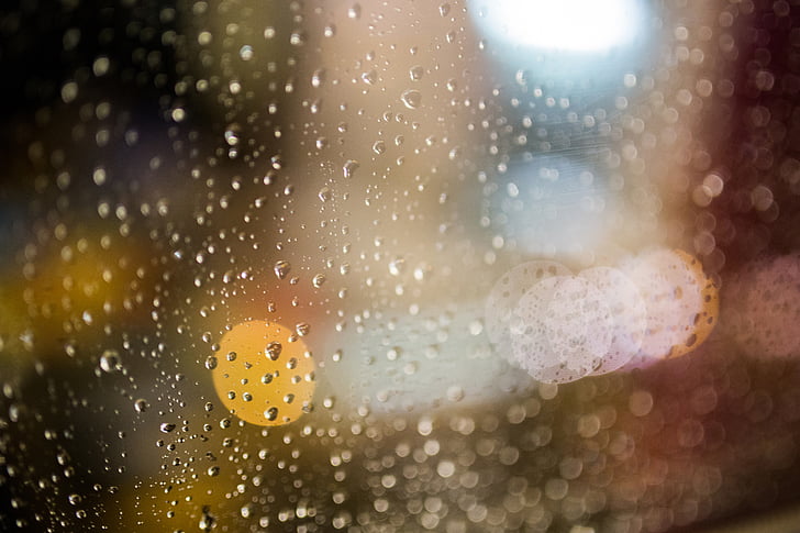 blizu, fotografija, steklo, okno, dež, deževalo, kapljice dežja