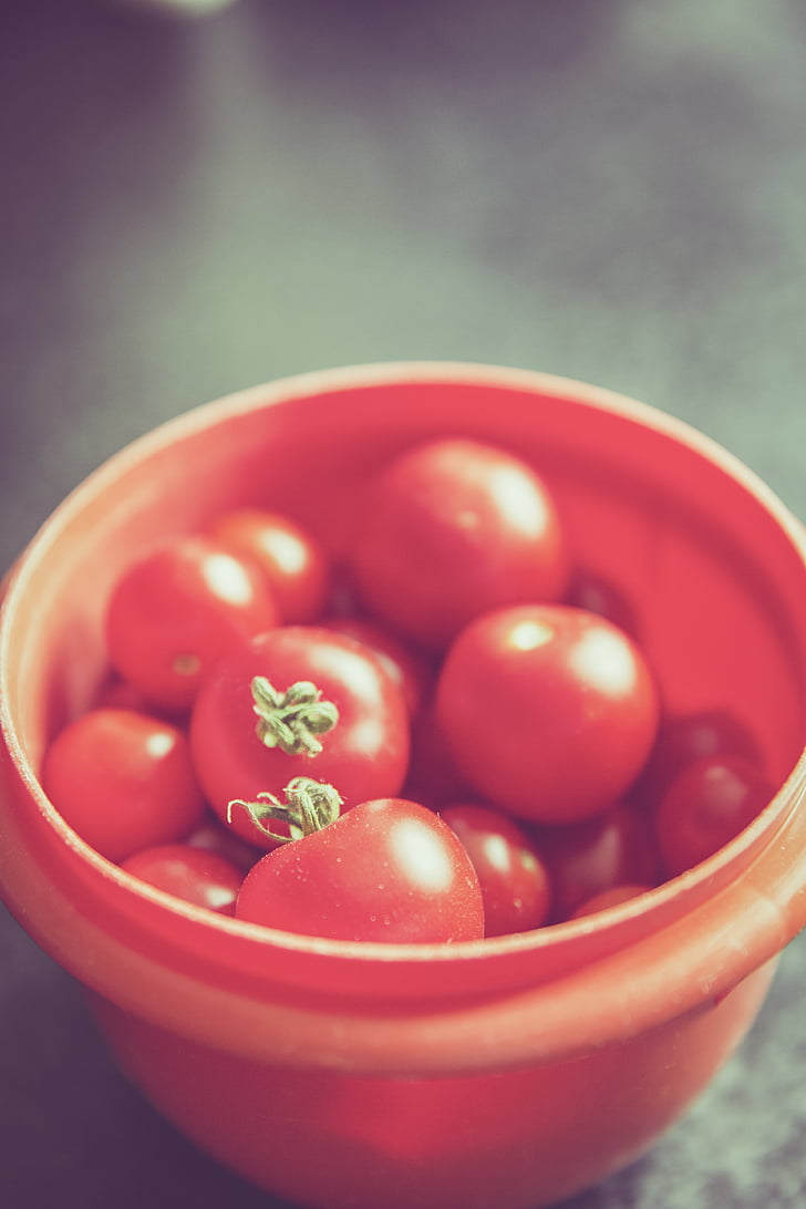 tomates, verduras, datailaufnahme, alimentos, jardín, rojo, saludable