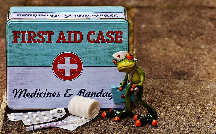 pierwszej pomocy, żaba, Medyk, Pielęgniarka, śmieszne, pudełko, Tin can
