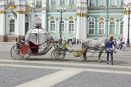 russia, saint-petersburg, coach, tourism, carriage, horse, architecture