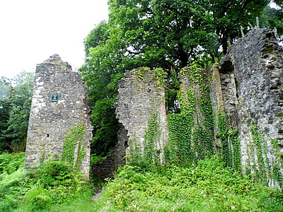 Château, envahi par la végétation, les ruines, Ogmore-by-sea, Southerndown, Merthyr mawr, architecture