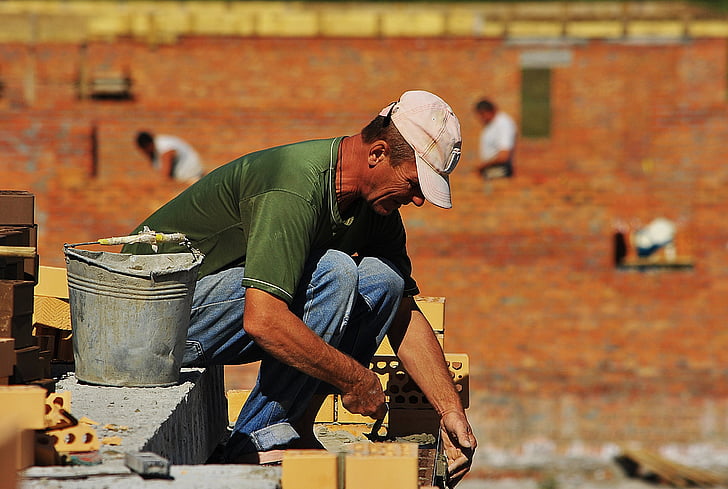 mason, construction, bucket, work, men, manual Worker, working