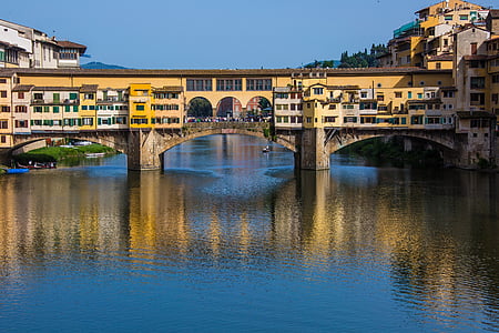 мост, отражение, Флоренция, мост - човече структура, архитектура, река, Европа