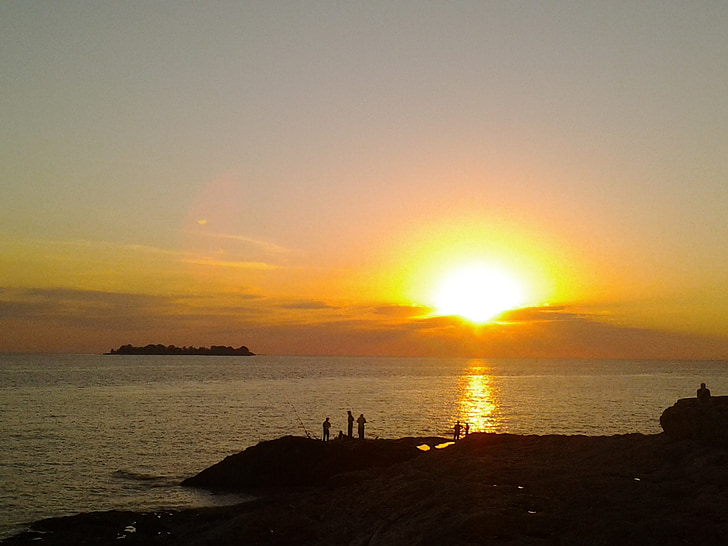 sunset, of, sun, sky, beach