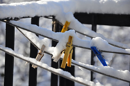 冬天, 纸夹, 贝尔, 雪, 栅栏