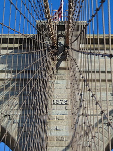 Μπρούκλιν, γέφυρα, πόλη, νέα, Υόρκη, αστική, στον ορίζοντα