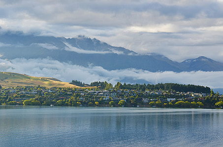 Nueva Zelanda, aldea, nube, Lago, montaña, paisaje, naturaleza