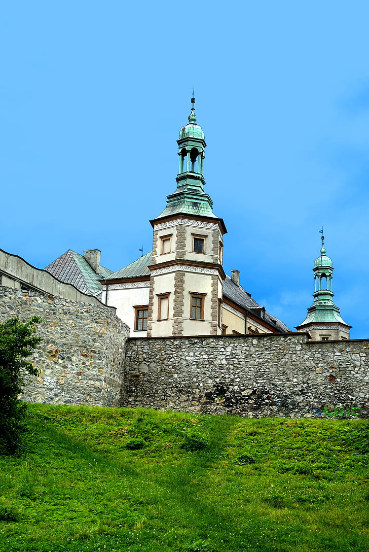 Gereja, Castle, bangunan, lama, neraka, Kielce, Istana