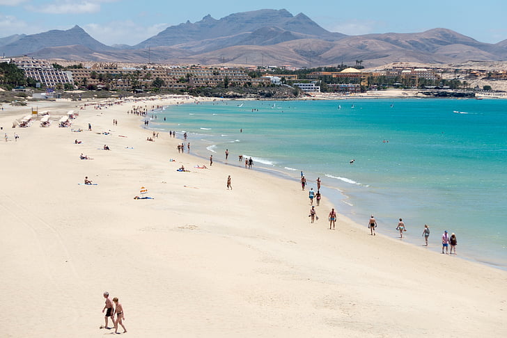 Plaża, Fuerteventura, wakacje, Latem, wody, morze
