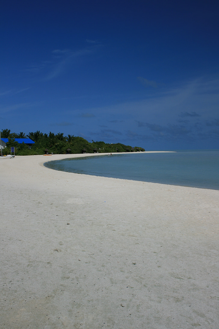 Beach, more, Maledivy, Ocean, vody, piesok, Sky