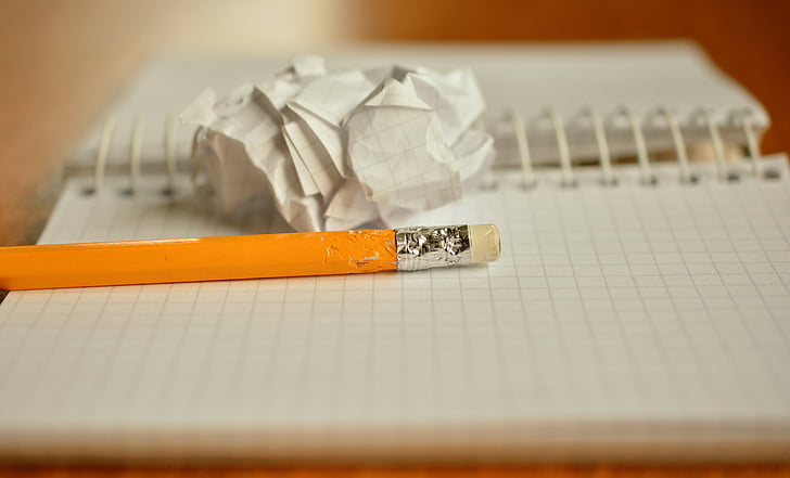 молив, бележки, дъвче, хартия топка, офис, Оставете, инструмент за писане