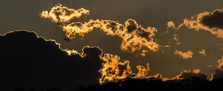 cel, núvol, posta de sol, raigs del sol, d'or, Austràlia, natura