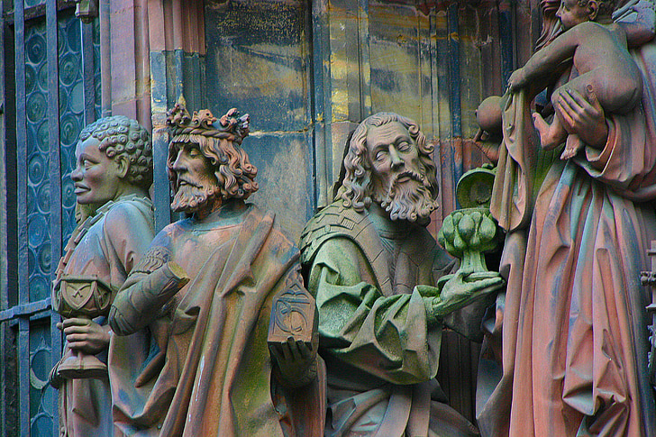 Strasbourg, székesegyház, Notre dame, liebfrauenmünster, szobrok, templom, Franciaország