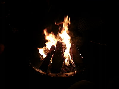 api, halaman belakang, panas, di luar rumah, api unggun, membakar, pembakaran