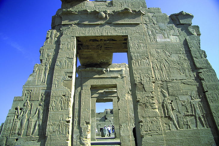 Egyiptom views, kő-kapu, táj, építészet, történelem, híres hely, ősi