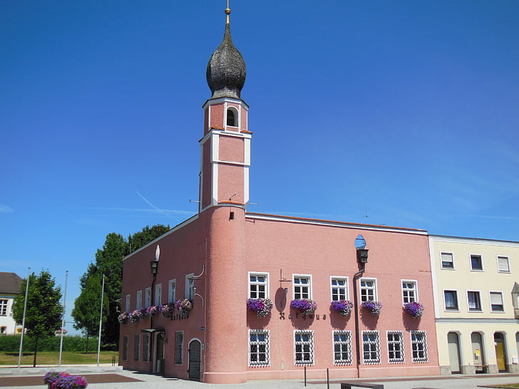 town hall, tüßling, altötting, marketplace, bavaria, upper bavaria