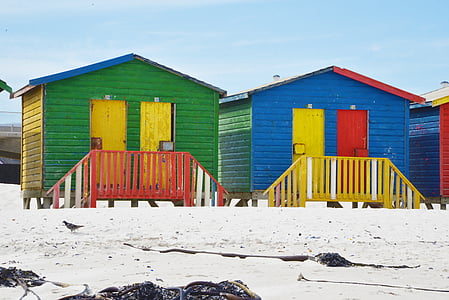 bains publics, Afrique du Sud, Muizenberg, bleu, bâtiment extérieur, bois - matériau, architecture