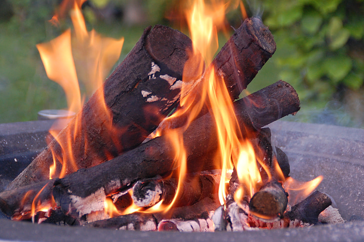 火, 炎, brasero, 熱, 木材