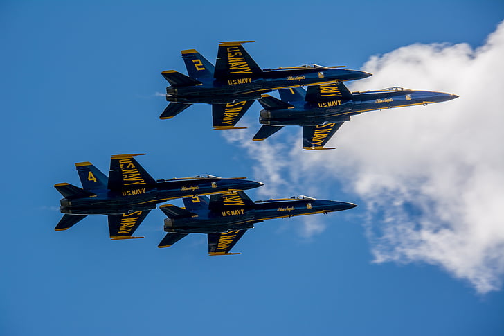 Blue angels, f-18, Hornet, lentää, Navy, Jet, lentokone