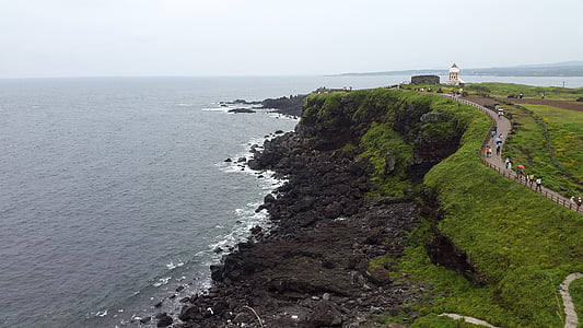 vrchol hiji Širojamu, ostrov Jeju, stezka do