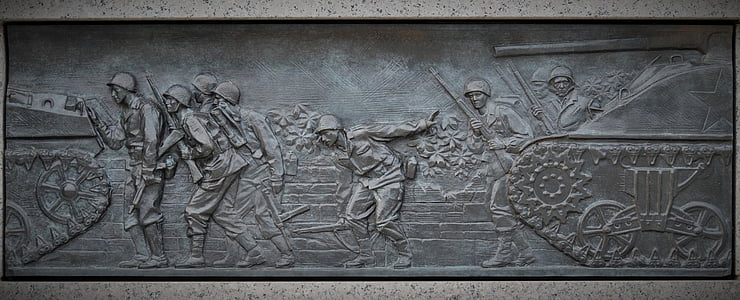 Washington, kriget, historiska epos, skulptur, hyllning, soldater, tank