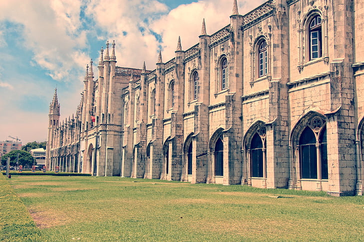 Lissabon, Domkyrkan, fasad, religiösa, religion, arkitektur, gräsmatta
