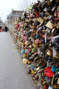 Paryż, blokad miłości, kłódki, miłość, Most